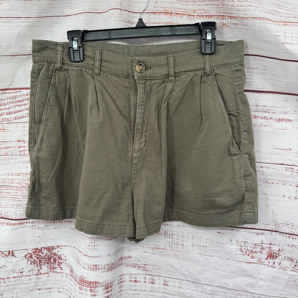 Free People Shorts Womens‎ Size 12 Olive Green Pleated High Waist
